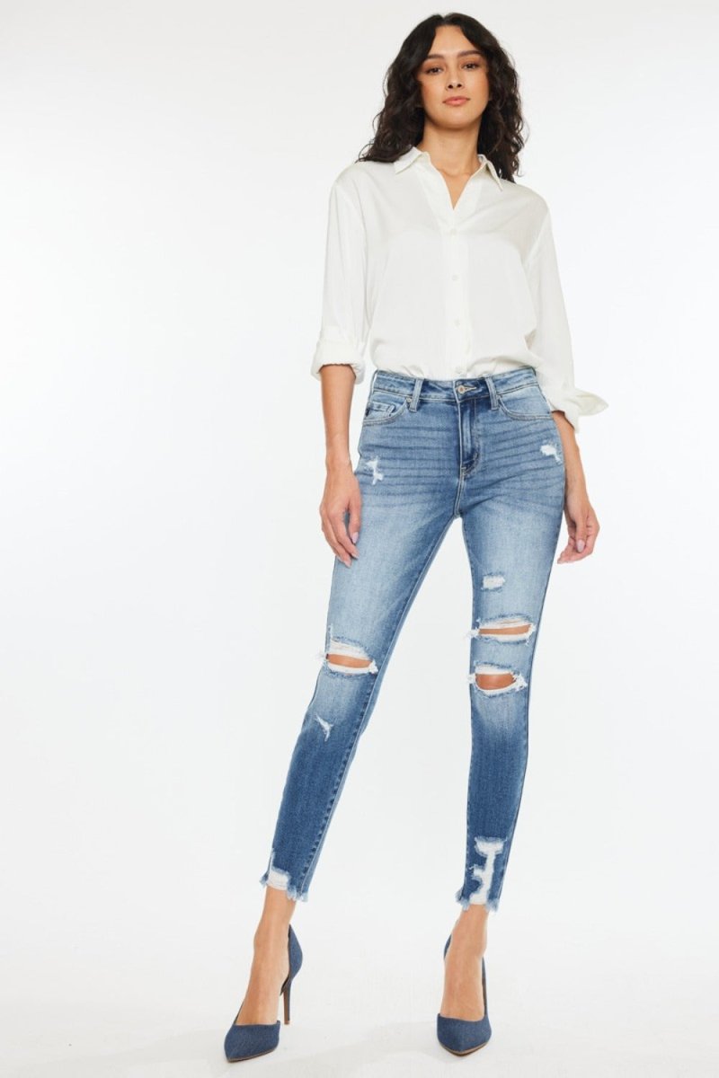 Kancan High Rise Frayed Ankle Skinny Jeans - Bottoms Sale